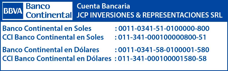 Cuenta Bancaria JCP INVERSIONES & REPRESENTACIONES SRL